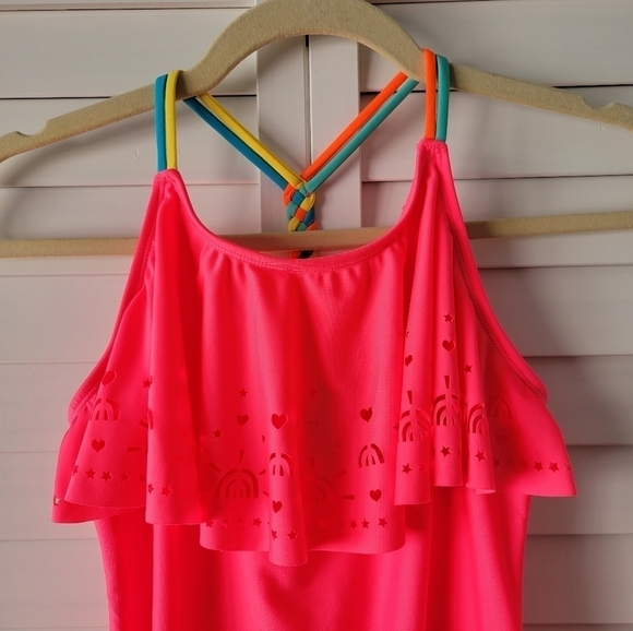 𝅺Cat & Jack Neon Pink One-piece Swimsuit Size XL 14-16 NWOT - Picture 2 of 6